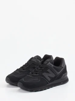 New Balance – Retro-Sneaker aus Veloursleder und Mesh schwarz