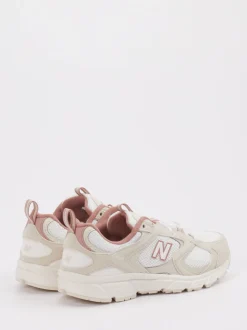 New Balance – Retro-Sneaker aus Textil und Veloursleder beige