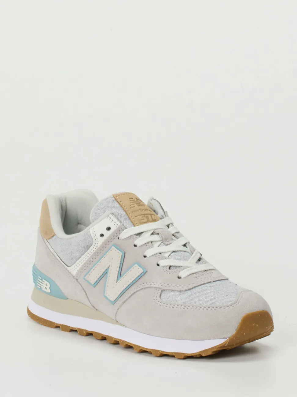 New Balance – Sneaker aus Textil und Veloursleder Hellgrau