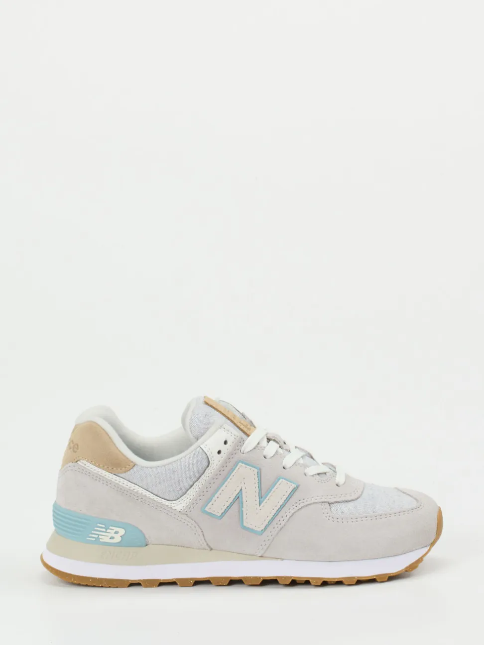 New Balance – Sneaker aus Textil und Veloursleder Hellgrau