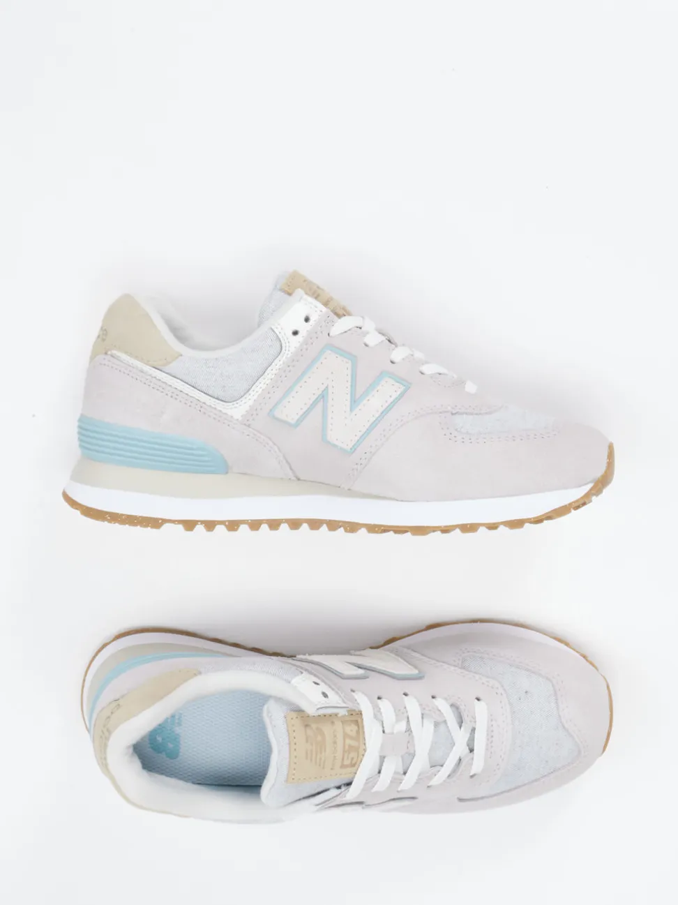 New Balance – Sneaker aus Textil und Veloursleder Hellgrau