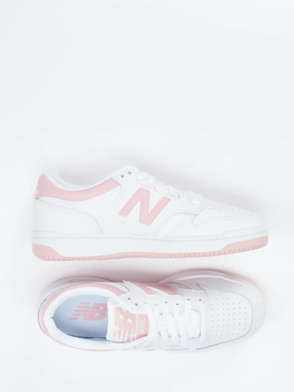 New Balance – Sneaker aus Kalbleder Weiß Rosa