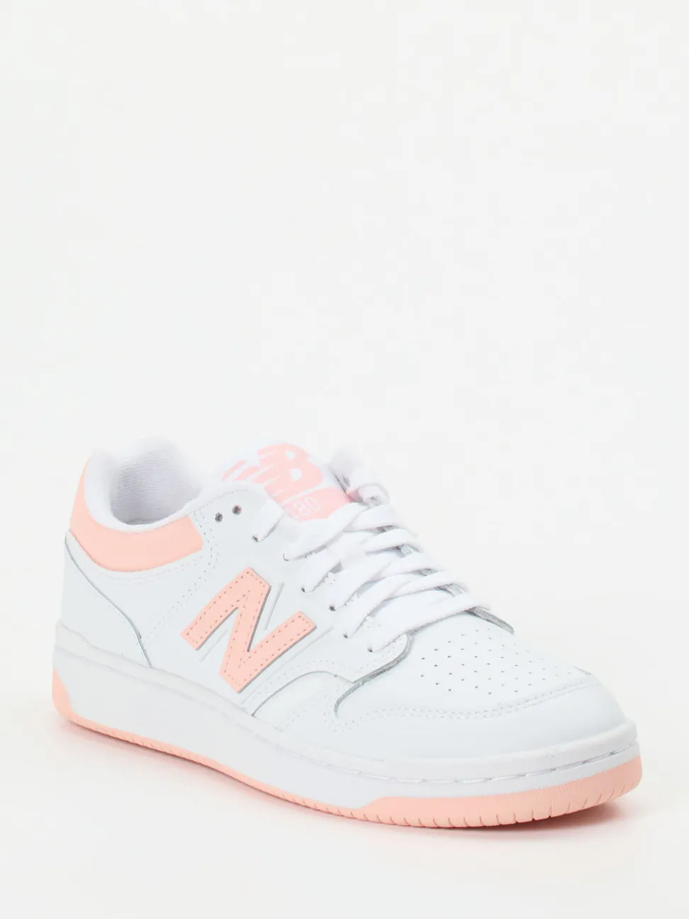 New Balance – Sneaker aus Leder in Weiß Pfirsichrosa