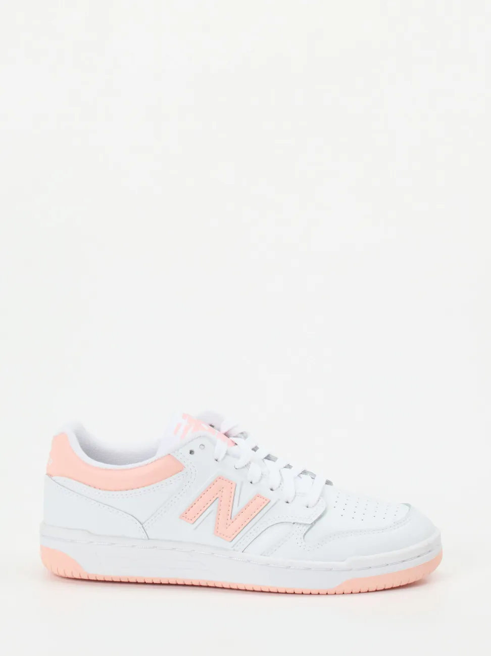 New Balance – Sneaker aus Leder in Weiß Pfirsichrosa
