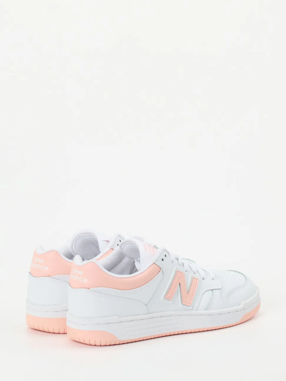 New Balance – Sneaker aus Leder in Weiß Pfirsichrosa