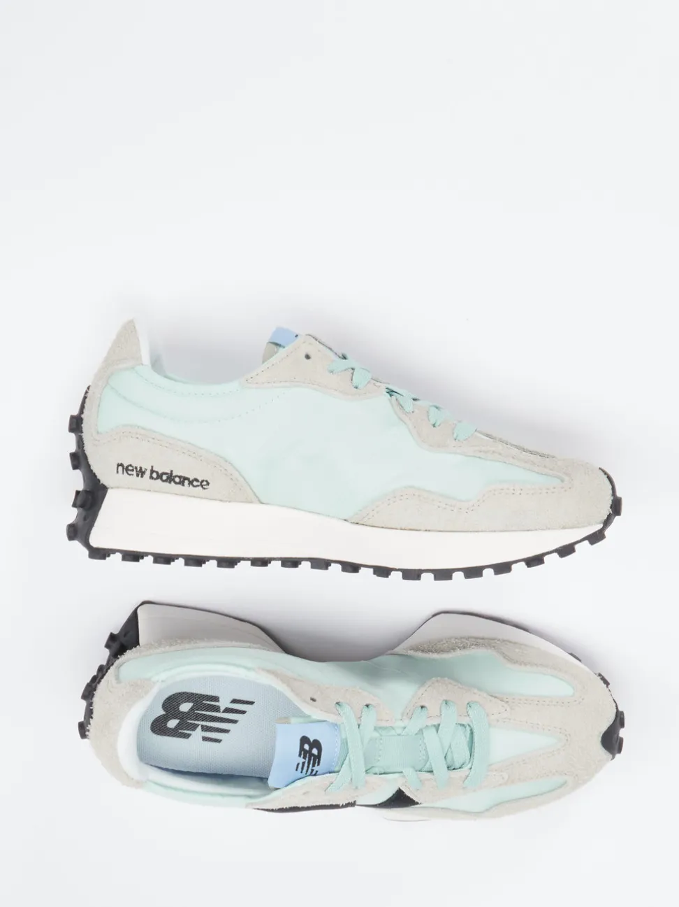 New Balance – Sneaker aus Textil und Veloursleder mint