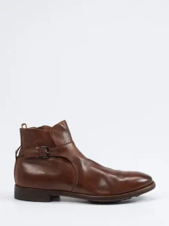 Officine Creative – Ankle Boots aus Kalbleder Mittelbraun