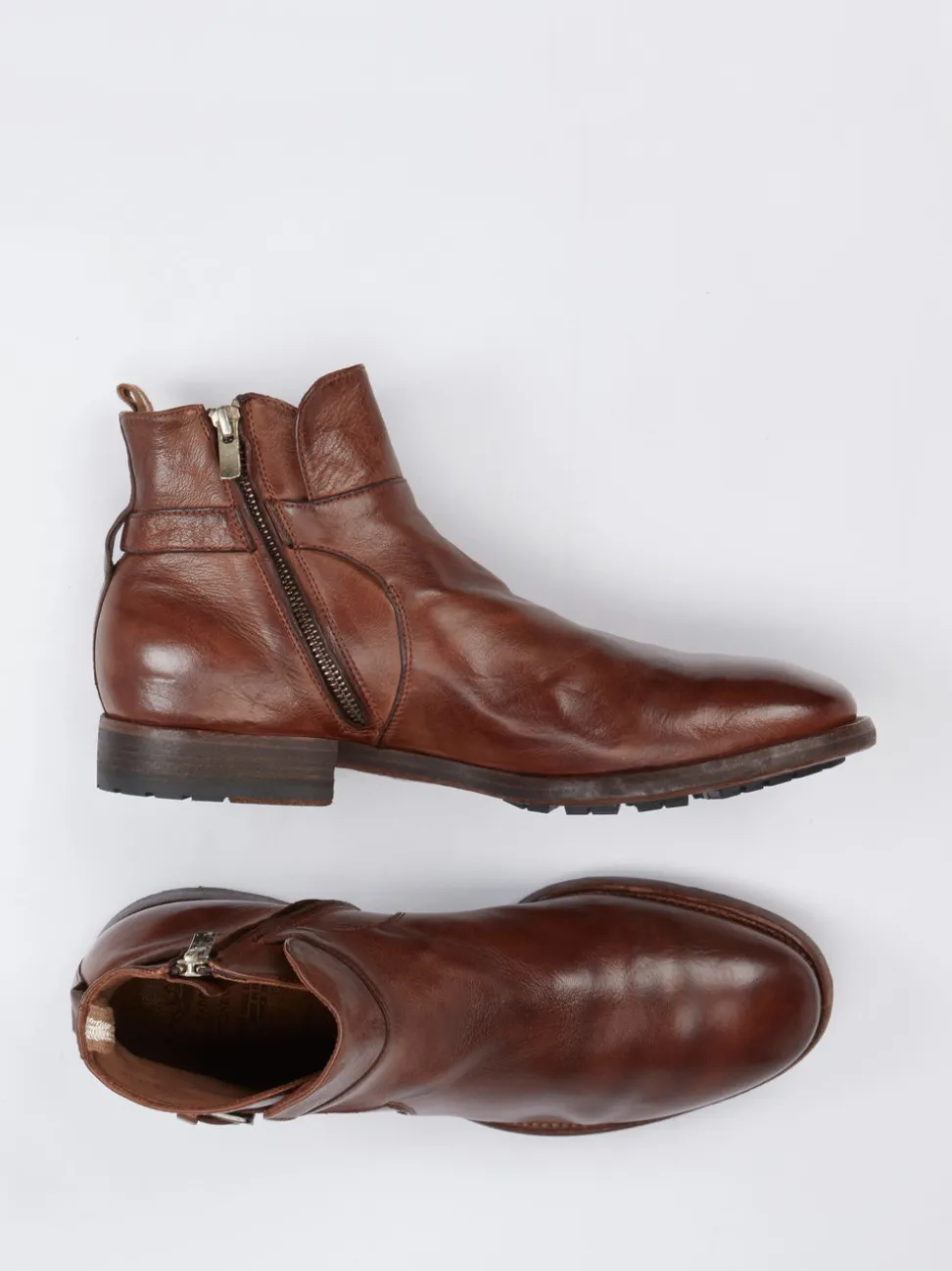 Officine Creative – Ankle Boots aus Kalbleder Mittelbraun