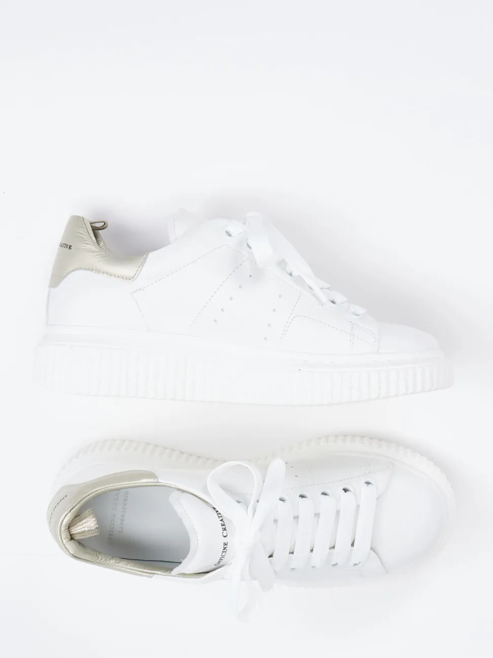 Officine Creative – Plateau-Sneaker aus Kalbleder Weiß