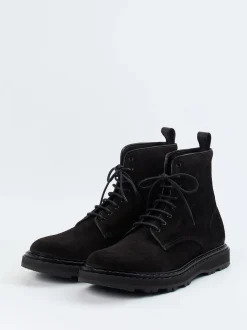 Officine Creative – Schnürboots aus Veloursleder schwarz