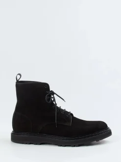 Officine Creative – Schnürboots aus Veloursleder schwarz