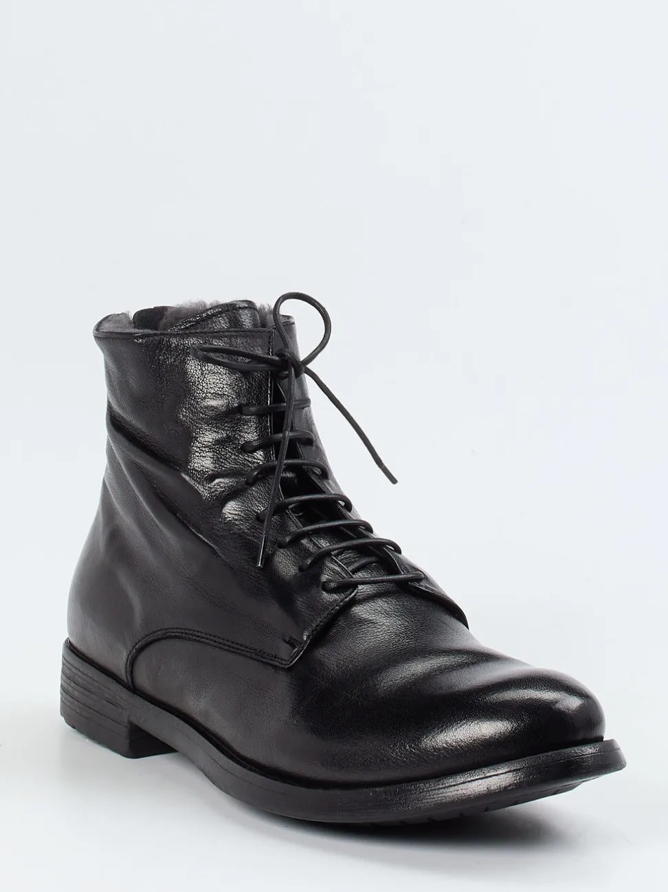 Officine Creative – Schnürboots aus Büffelleder schwarz