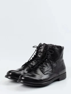 Officine Creative – Schnürboots aus Büffelleder schwarz