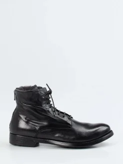 Officine Creative – Schnürboots aus Büffelleder schwarz