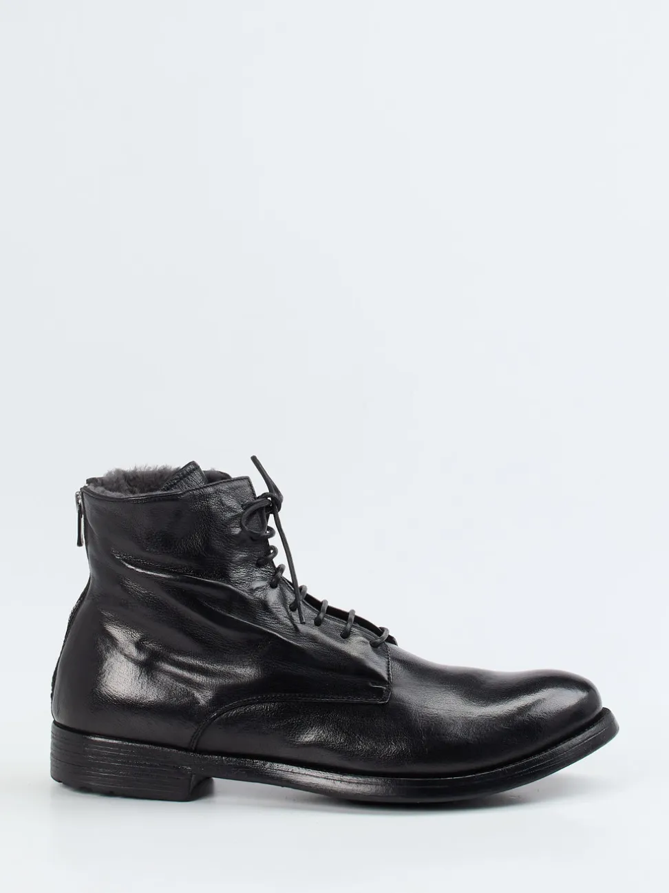 Officine Creative – Schnürboots aus Büffelleder schwarz