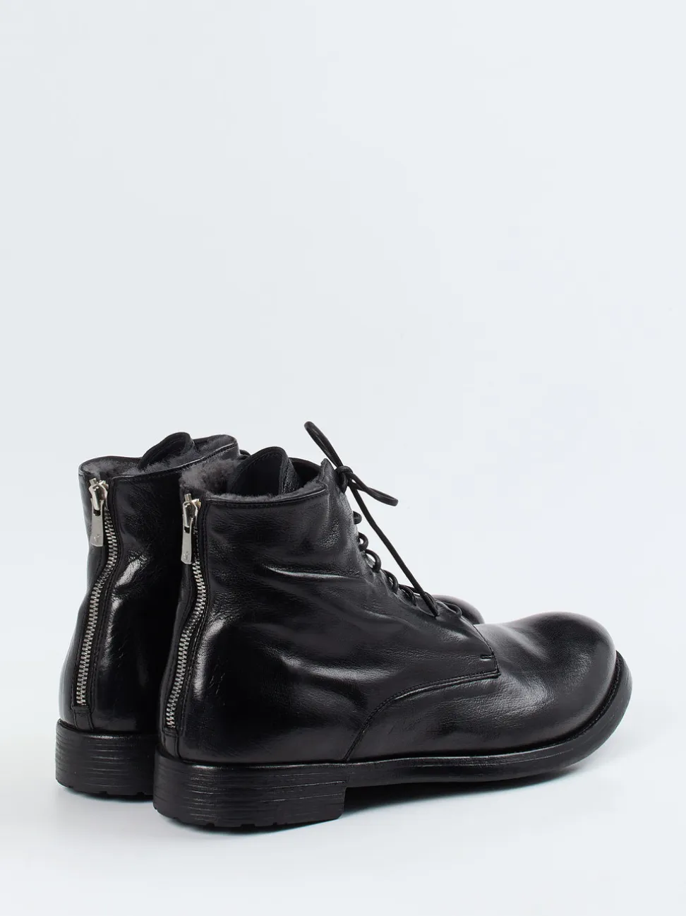 Officine Creative – Schnürboots aus Büffelleder schwarz