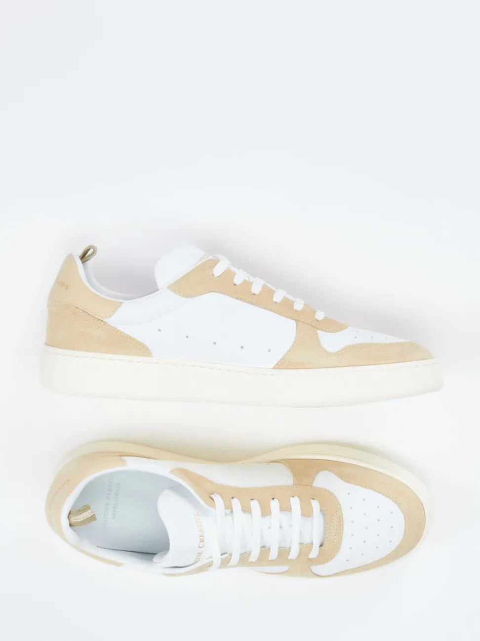 Officine Creative – Sneaker aus Kalbleder Weiß-Beige