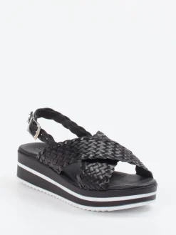 Oh!My Sandals – Plateau-Sandale aus Flechtleder Schwarz