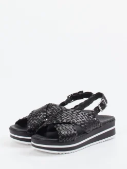 Oh!My Sandals – Plateau-Sandale aus Flechtleder Schwarz