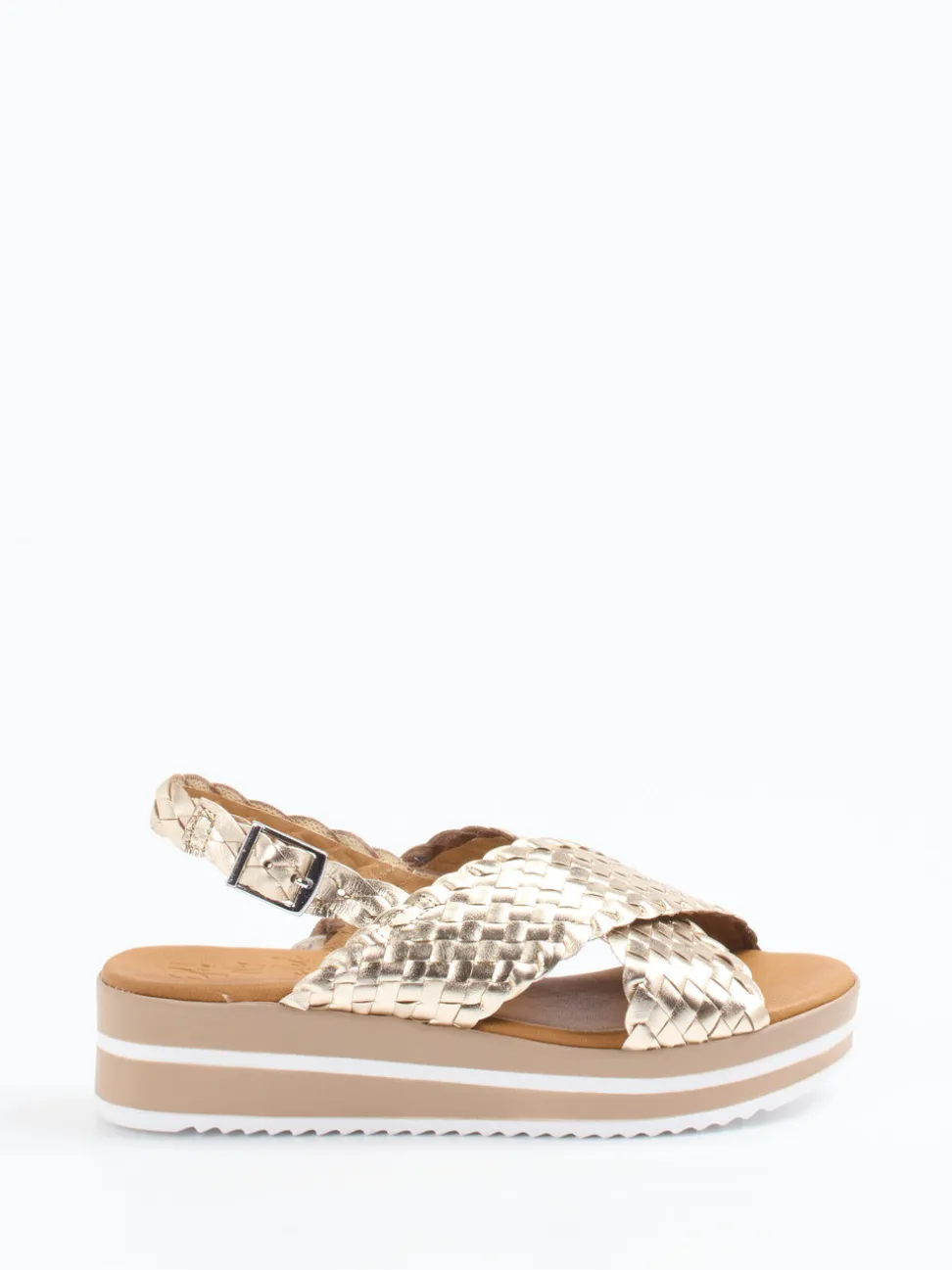 Oh!My Sandals – Plateau-Sandale aus Flechtleder gold