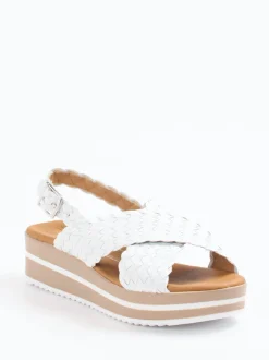 Oh!My Sandals – Plateau-Sandale aus Flechtleder Weiß