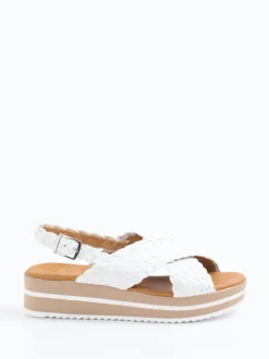 Oh!My Sandals – Plateau-Sandale aus Flechtleder Weiß