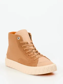 Palladium – High-Top Sneaker aus Leder hellbraun
