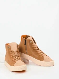 Palladium – High-Top Sneaker aus Leder hellbraun