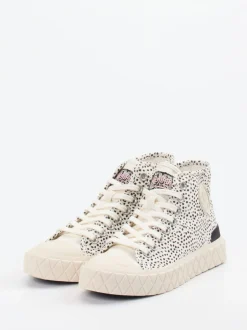 Palladium – High-Top Sneaker aus Textil im Dalmatiner-Look