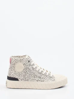 Palladium – High-Top Sneaker aus Textil im Dalmatiner-Look