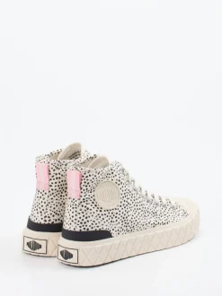 Palladium – High-Top Sneaker aus Textil im Dalmatiner-Look