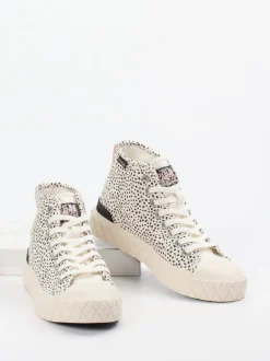 Palladium – High-Top Sneaker aus Textil im Dalmatiner-Look