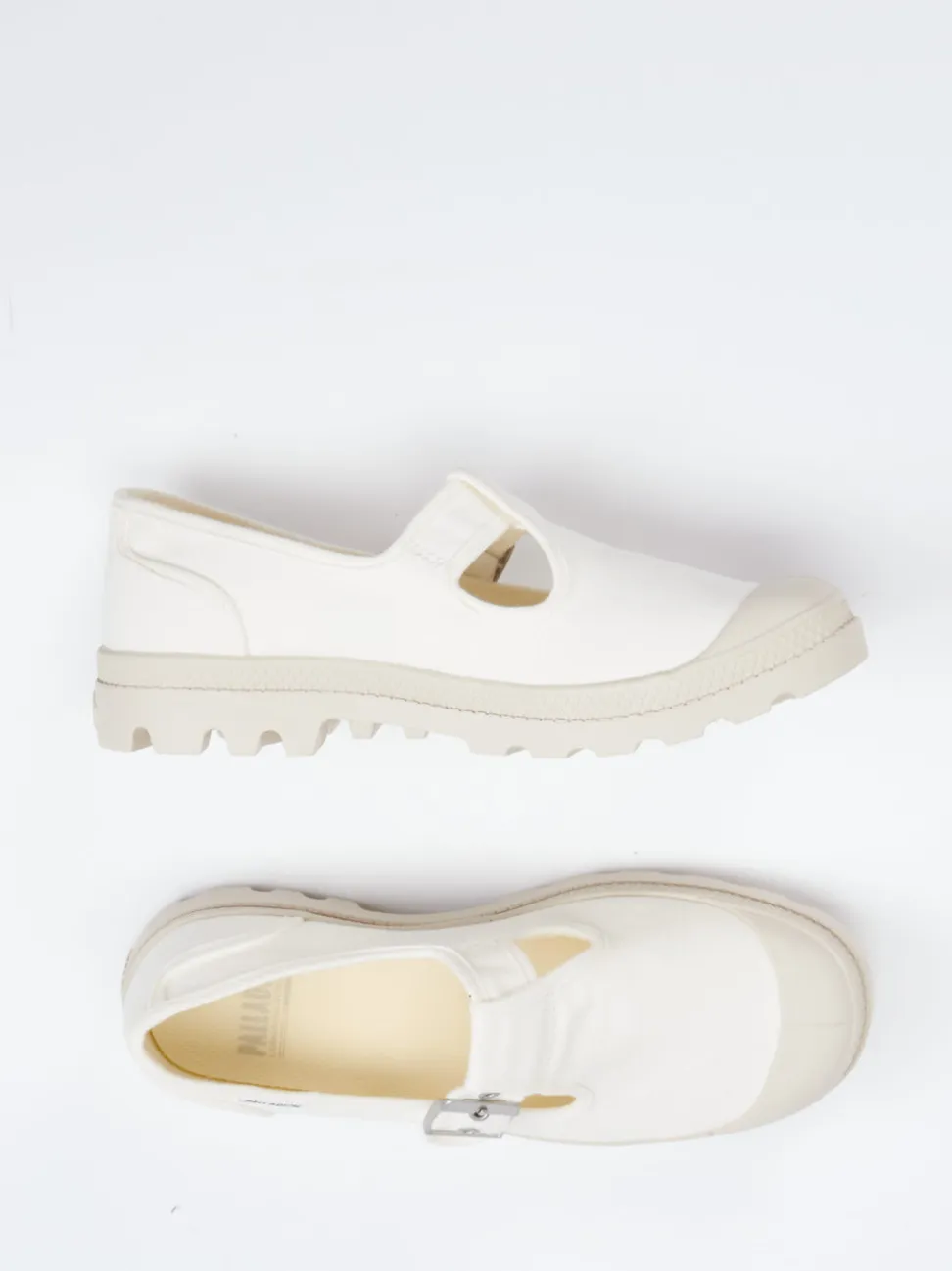 Palladium – Mary Jane Sneaker aus Canvas cremeweiß