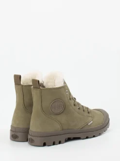 Palladium – Schnürboots aus Nubukleder in Olivgrün