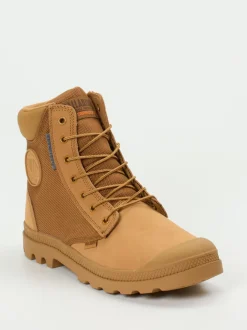 Palladium – Schnürboots aus Nubukleder in Camel