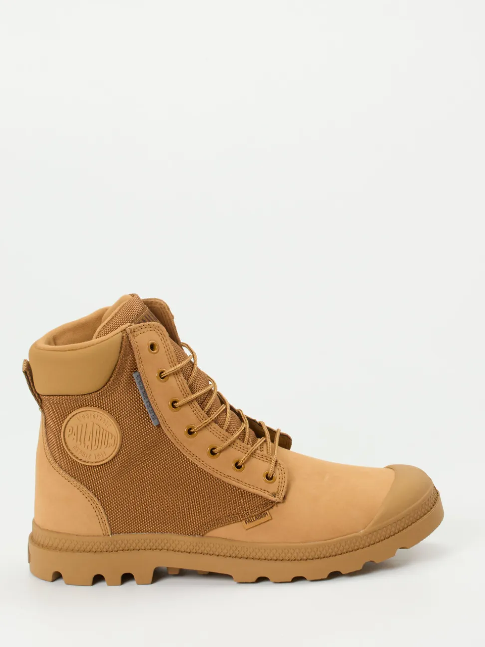 Palladium – Schnürboots aus Nubukleder in Camel