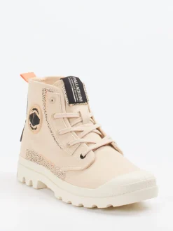 Palladium – Schnürboots aus Canvas in Beige