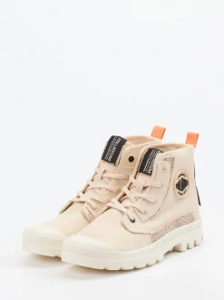 Palladium – Schnürboots aus Canvas in Beige