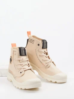 Palladium – Schnürboots aus Canvas in Beige
