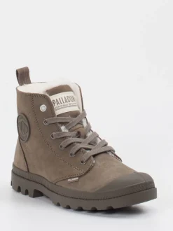 Palladium – Schnürboots aus Veloursleder schlammgrau