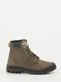 Palladium – Schnürboots aus Nubukleder olivbraun
