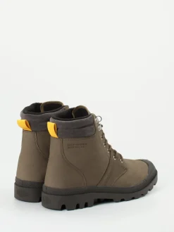 Palladium – Schnürboots aus Nubukleder olivbraun
