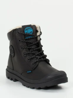 Palladium – Schnürboots aus Fettleder Schwarz