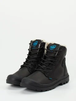 Palladium – Schnürboots aus Fettleder Schwarz