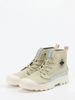 Palladium – Schnürboots aus Canvas in Sandbeige