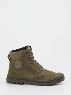Palladium – Schnürboots aus Leder Olivgrün