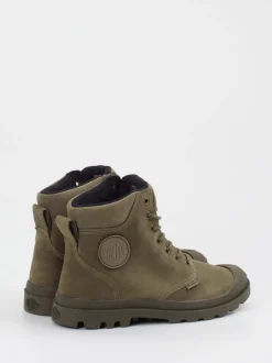 Palladium – Schnürboots aus Leder Olivgrün