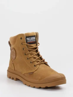 Palladium – Schnürboots aus Nubukleder honigbraun