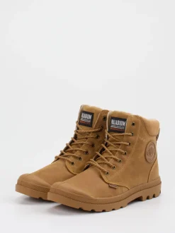 Palladium – Schnürboots aus Nubukleder honigbraun