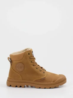 Palladium – Schnürboots aus Nubukleder honigbraun